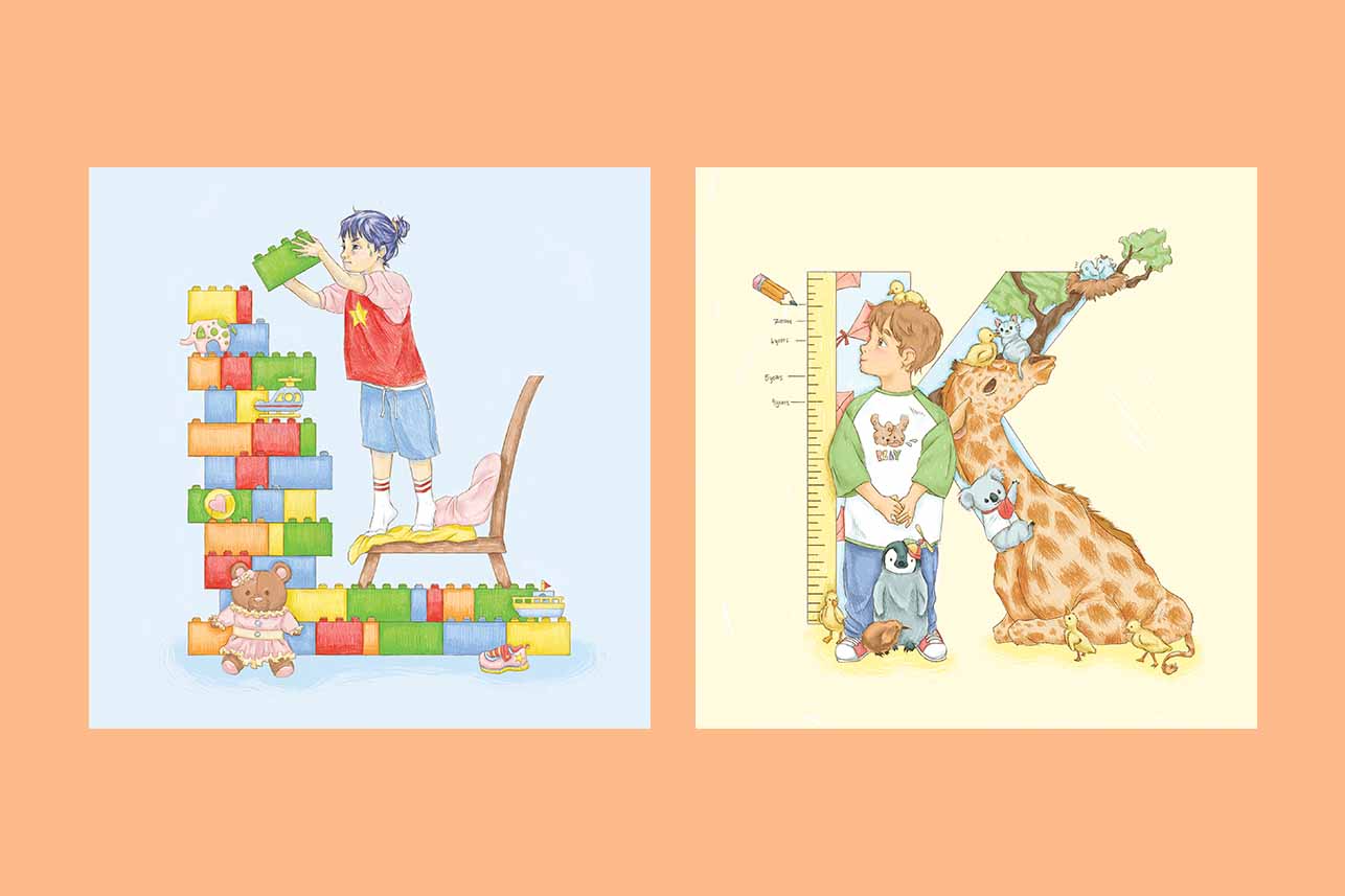 Flat image of drop caps K and L illustration.
