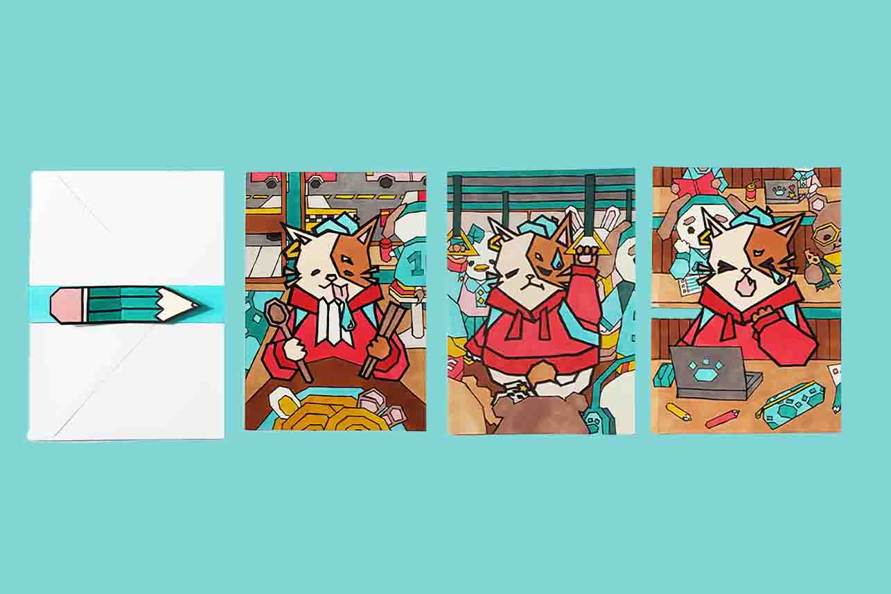 Gibby the Cat Card set with packaging solution